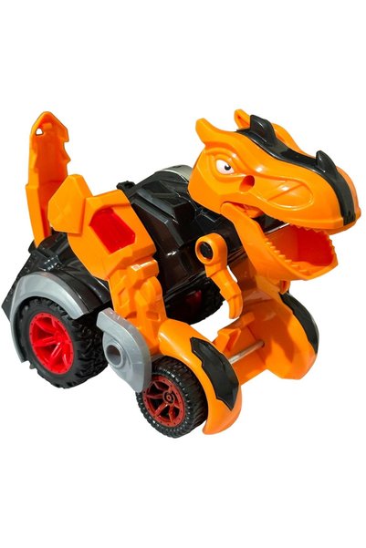 TRUST STORE Trex Dinosaur Figure Car Friction Wheel Transformers Robot Dinosaur 15cm Orange