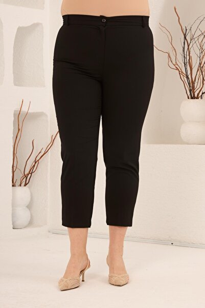 RMG Paça Slit Large Size Gabardine Trousers Black