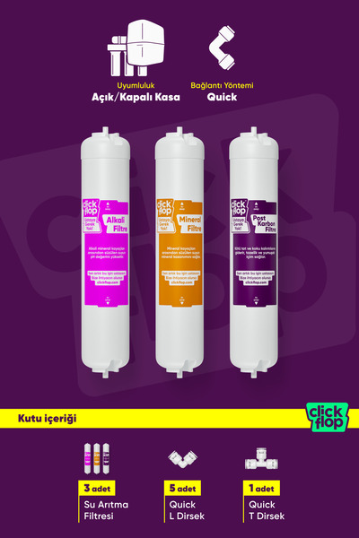 Mineral, Alkali ve Post Karbon Filtre, Kapalı/Açık Kasa