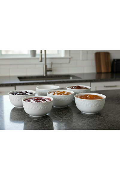 İpek Porselen 6'Lı Meyve Desen Porselen Kase Takımı 9 Cm