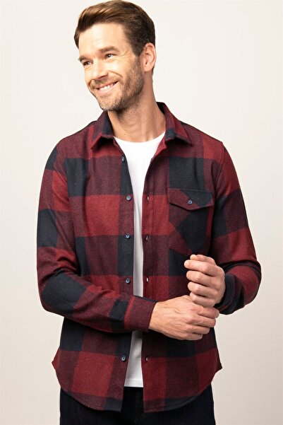 Tudors Slim Fit Uzun Kollu Kışlık Oduncu Ekoseli Erkek Gömlek