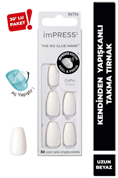 Impress Kendinden Yapışkanlı Takma Tırnak Uzun Beyaz