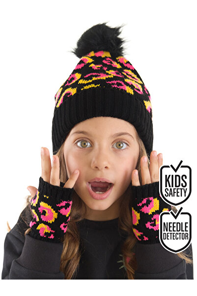 MSHB&G Σετ μπερέ και γάντια για κορίτσι ροζ λεοπάρ