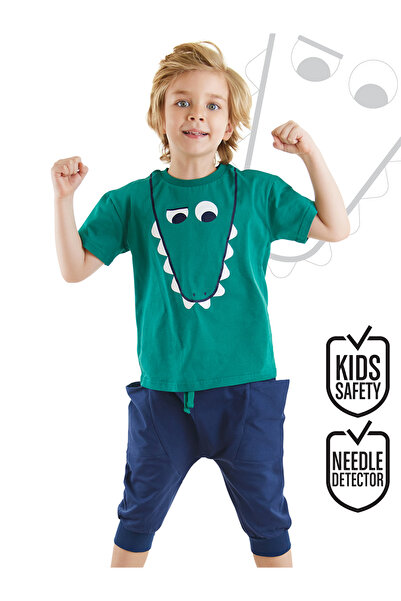 Denokids Set tricou de vară și pantaloni scurți capri cu crocodil amuzant pen...