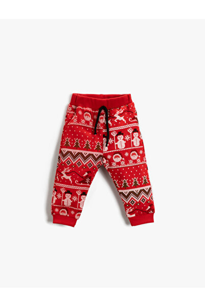 Koton Jogginghose aus Baumwolle mit Taillen-Jogginghose und Neujahrsmotiv