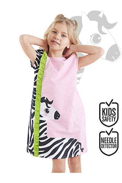 Denokids Růžové letní dívčí šaty se vzorem Zebra - volánky