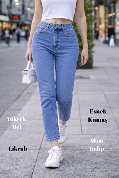 CEDY DENIM Női magas derekú Soho Boyfriend Jean C599-Baby-Blue