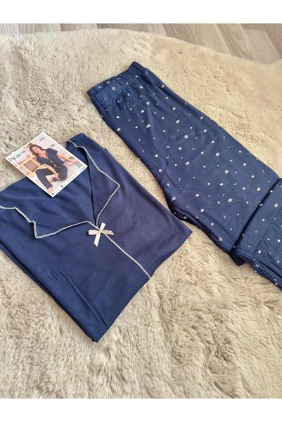 Pijamoni طقم بيجامة بفيونكة من فيسكوز بينج