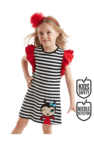 Denokids Ριγέ Ευοίωνο καλοκαιρινό φόρεμα για κορίτσι - Σχέδιο βολάν