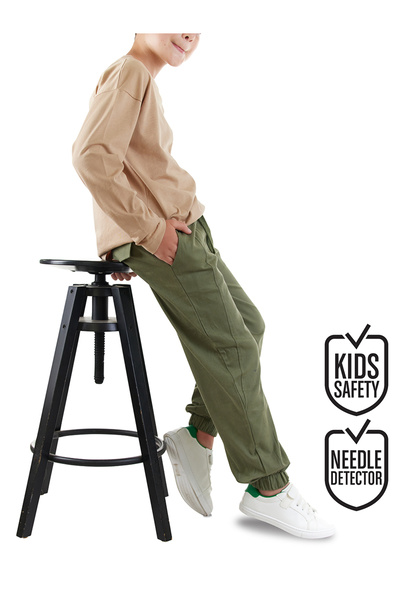 Denokids Boy's Stitched Khaki Gabardine Trousers