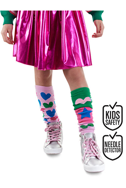 Denokids Star Heart Girl's Green Pink Leggings