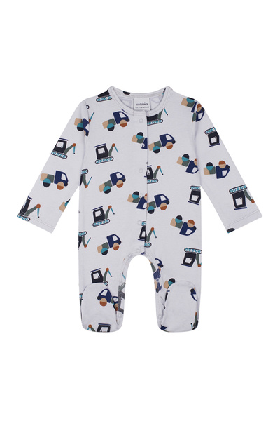 Antebies Organik Gri Kamyon Çıtçıtlı Uzun Kollu Erkek Bebek Tulum