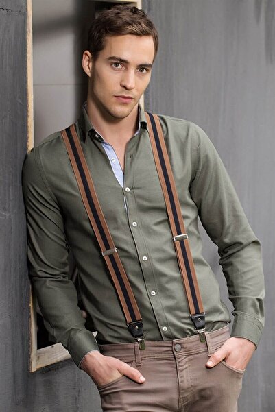 Tudors Slim Fit Uzun Kollu Düğmeli Yaka Pamuklu Kolay Ütü Düz Erkek Gömlek