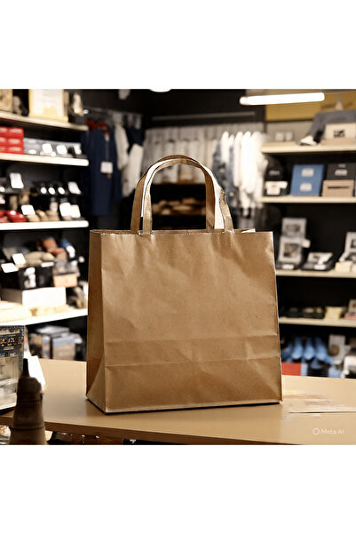 Kraft Çanta 18x8x24 ( 50 Adet ) ( Kağıt Poşet Çanta )