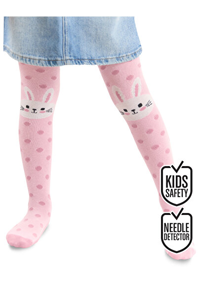 Denokids Tlusté dětské punčochové kalhoty Pink Rabbit Polka Dot