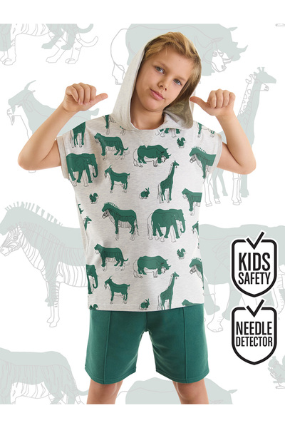 MSHB&G Летен комплект тениска с качулка и къси панталони за момче - Животни
