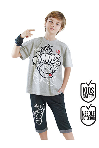 Denokids Tricou pentru băieți Just Smile Set pantaloni scurți Capri