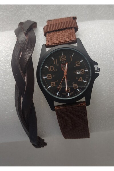 Game Wicker Cord Sports Style Wristwatch for Men (with Wristband as a Gift)