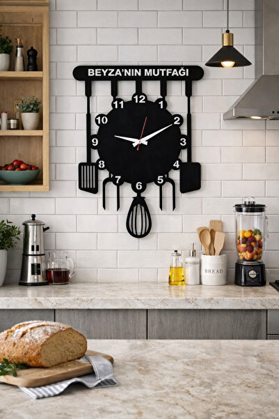 Ensa Design Kişiye Özel Ahşap Dekoratif Mutfak Saati 40cm