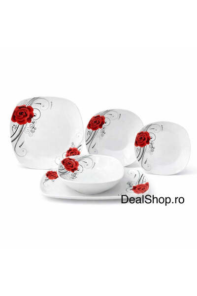 dealshopromania Set veselă Elegant Line Floral din porțelan, 20 de piese pent...
