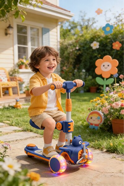 OEM Trotineta 3-in-1 pentru copii, pliabila, cu muzica, roti silentioase din ...