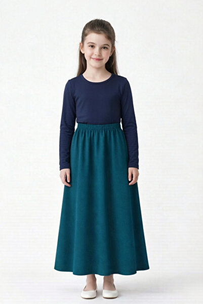 Angel&Co. Girls Clothing Modest Long Girl's Light Petrol Transitional Skirt