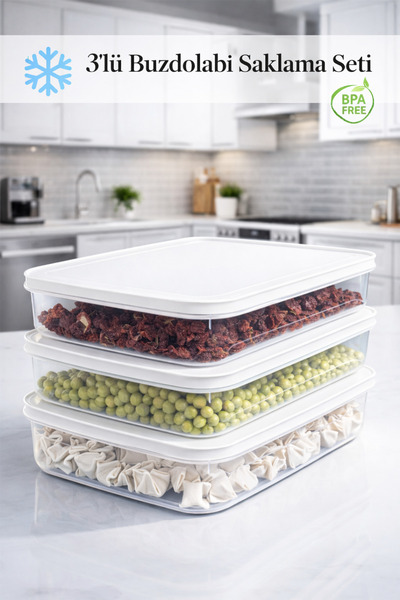 Mutfak Köşesi 3'lü Beyaz Buzdolabı Organizer Mikrodalga, Buzluk Ve Difrize Uy...