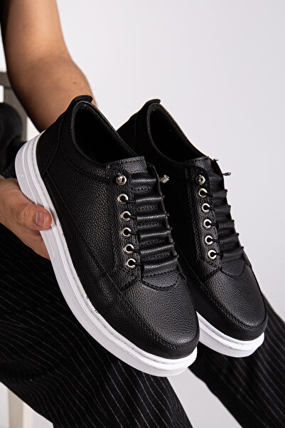 EFNAN SHOES Erkek Siyah Günlük Esnek Rahat Dikişli Hafif Poli AKILLI BACIKLI SPOR