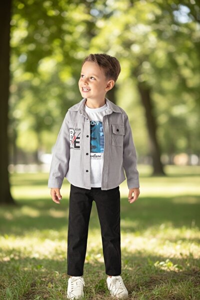 Terry T-Shirt, Shorts and Pants Set Gray 3Y,4Y,5Y,6Y Men's