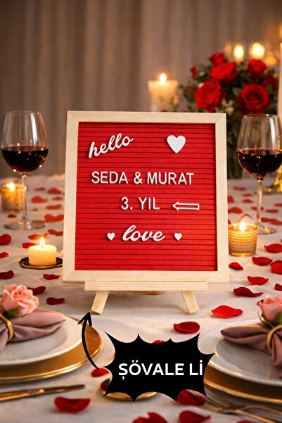 fikirstore Ahşap Şövaleli Ahşap Çerçeveli Özelleştirilebilir Kırmızı Mesaj Pa...