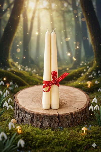 mebaconcept Dekoratif Konik Uzun Şamdan Mumu18 cm | 2’li Mum Seti