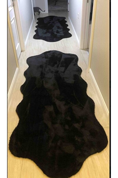 SERİA HALI Seria Hali Siyah Peluş Post Çift Kafa Yıkanabilir Kaymaz Taban Tav...