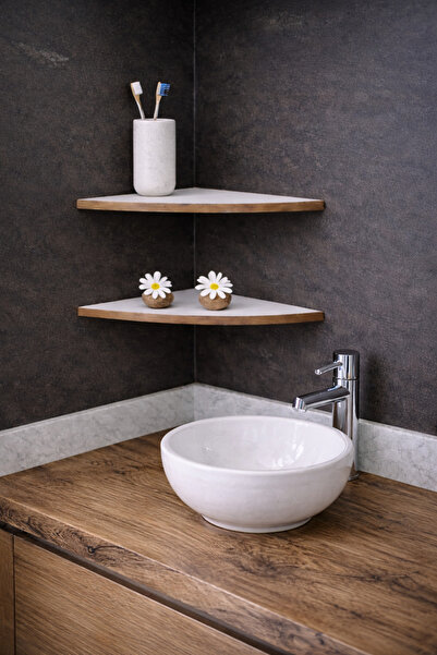 iDekor Triangular Corner Shelf 25 cm |   Minimal Design |   Set of 2 |   Bott...