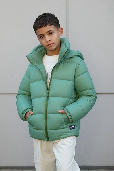 Mavipink Çocuk Mint Yeşili Elyaflı Şişme Mont