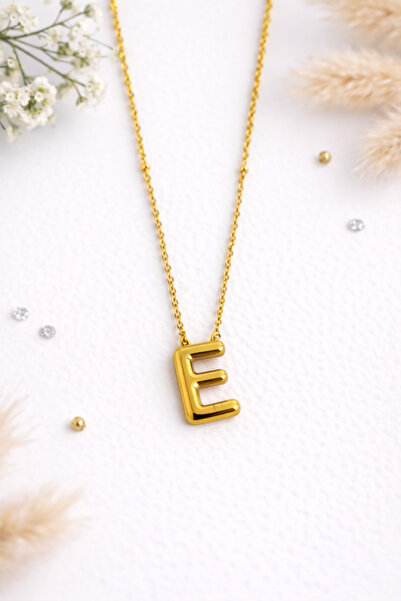 Mrs Flower E HARFLİ BALON MODEL ÇELİK KOLYE