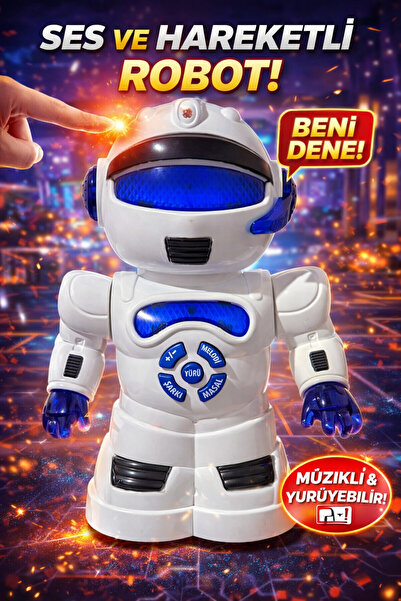 TRUST STORE Robot Çarp Dön Sesli Işıklı 15 fonksiyonlu Robot 25 Cm