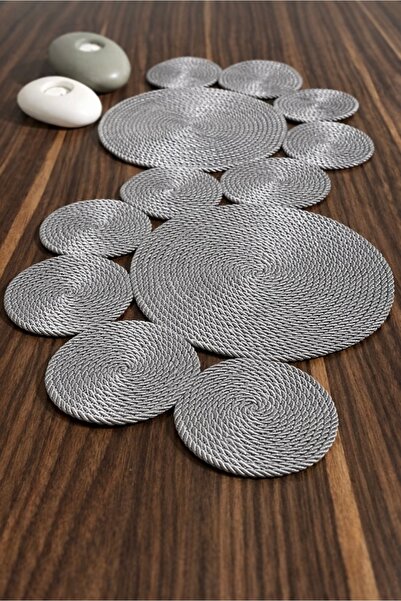 Naspar Gri Runnerr / Masa / Salon Sehpa Örtüsü (75X34)