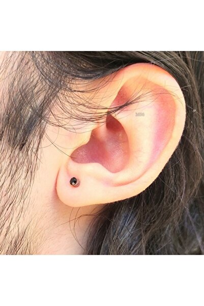 Market66 Siyah 3mm Mıknatıslı Küpe Ince Zirkon Taşlı 1 Çift Burun Kulak Dudak...