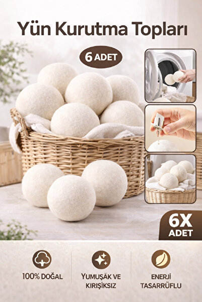 Berdina Home 6 قطع من كرات تجفيف الملابس من الصوف مقاس XXL كبيرة الحجم من كرا...