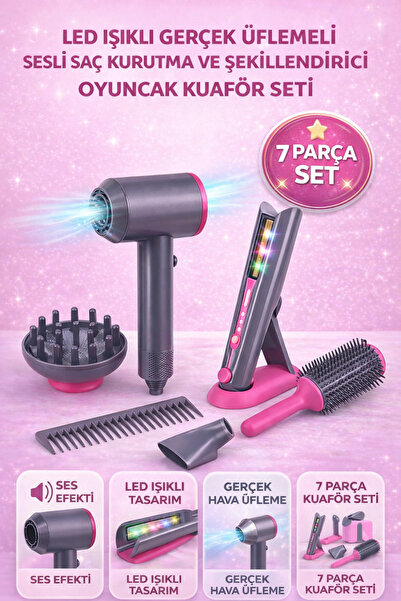 YILDIRIM OYUNCAK Lüks Şekillendirici Gerçek Üflemeli Sesli Işıklı Saç Kurutma...
