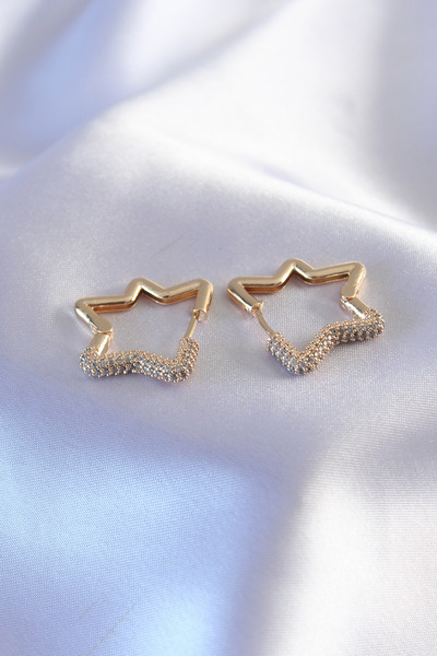 Skygo أقراط نسائية موديل نجمة حجر الزركون ذهبي اللون - TJ-BKP7236