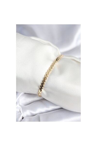 Skygo سوار نسائي من النحاس بلون ذهبي مسطح - TJ-BB7960