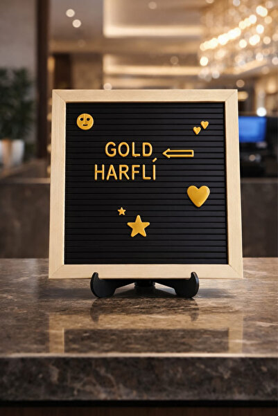 fikirstore Gold Harfli Mesaj Panosu Ahşap Çerçeveli Siyah Zeminli Özelleştiri...