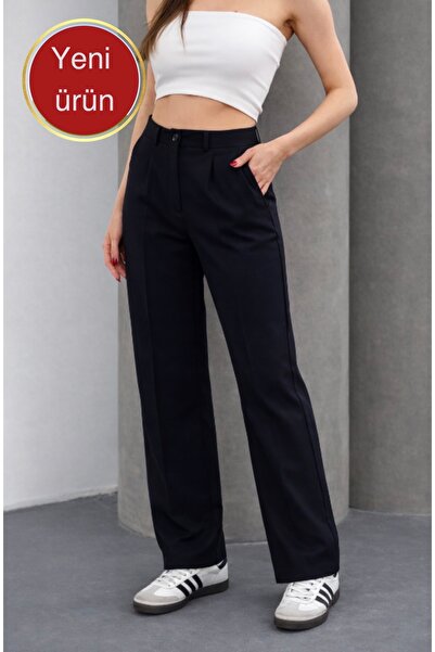 glanour بنطلون بالازو نسائي أسود قصة فضفاضة قطع أصلية