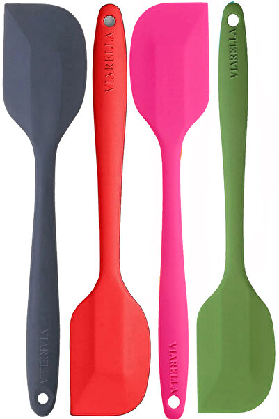 viarella Silikon Spatula Seti 4lü Büyük Boy Yanmaz Yapışmaz Çizmez GRİ-KIRMIZ...