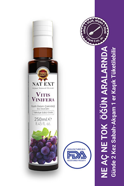 İmmu-Nat Vitis Vinifera Siyah Üzüm Çekirdeği Sıvı Ekstraktı 250ml - Takviye E...