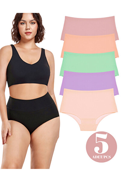 ROSEPERİ Women's High Waist Bato Panties Women's 5-Pack Bato Panties Extra Hi...