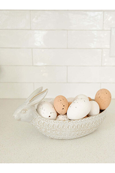 Warm Design Embossed Ceramic Rabbit Bowl