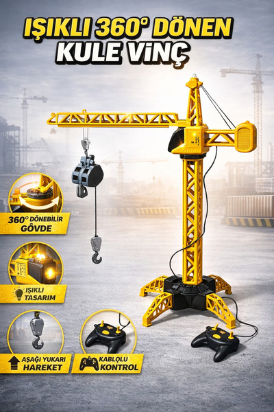 YILDIRIM OYUNCAK Kumandalı Full Fonksiyon Pilli Işıklı 360 Derece Dönen Kule ...