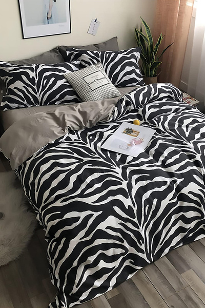 Lorien Tiger Patterned Double-Sided Duvet Cover Set with Elastic Sheets